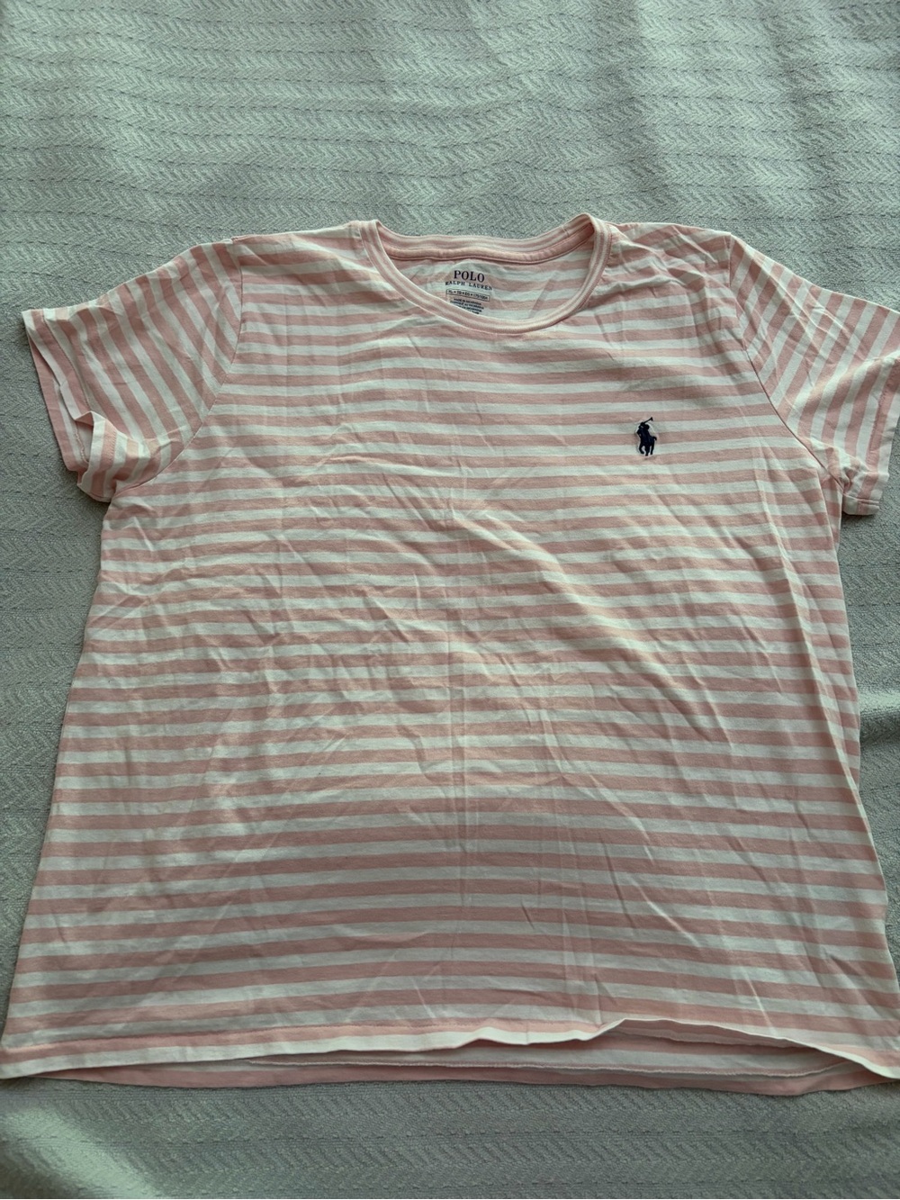 Ralph Lauren Polo Striped Tee in Light Pink and White Women’s XL